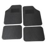 4 Tappeti Auto tappetini universali in gomma antiscivolo impermeabili neri - immagine 3
