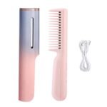 Spazzola pettine piastra lisciante 2 in 1 capelli lisci ricci ricaricabile USB - immagine 4