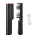 Spazzola pettine piastra lisciante 2 in 1 capelli lisci ricci ricaricabile USB - immagine 5
