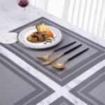 Set 6 Pezzi tovaglietta tovagliette americane tovaglia 30x45 resistente grigio - immagine 2