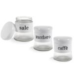 set 3 barattoli bianco caffè zucchero sale acciaio 400 ml