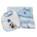 Mickye Mouse 4 pezzi regalo bimbo neonato coperta cappello bavaglino babbucce - immagine 2