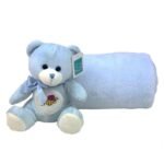 set 2 pezzi copertina peluche celeste