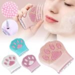 Spazzola pulizia viso silicone gatto zampa pelle massaggio anti età waterproof - immagine 2