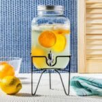 Dispenser distributore bibite bevande barattolo vetro rubinetto 4 litri supporto - immagine 2