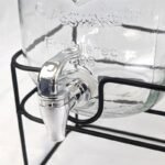 Dispenser distributore bibite bevande barattolo vetro rubinetto 4 litri supporto - immagine 3