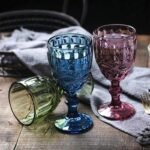 Set 6 calici bicchieri vetro colorato boho vintage barocco vino ristorante 30 cl - immagine 3