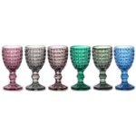 Set 6 calici bicchieri vetro colorato per liquore boho vintage diamond casa 7 cl - immagine 2