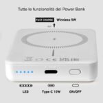 Power Bank Magsafe Magnetico 5000 mAh Wireless Ricarica per iPhone e Android - immagine 3
