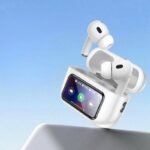 Cuffie Auricolari bluetooth controllo Display Touch wireless BT 5.4 iOS Bianche - immagine 2