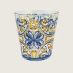 Set 6 bicchieri vetro decorato vietri maiolica acqua casa ristorante bar 27 cl - immagine 2