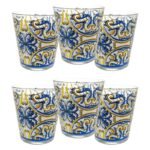Set 6 bicchieri vetro decorato vietri maiolica acqua casa ristorante bar 27 cl - immagine 3