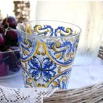 Set 6 bicchieri vetro decorato vietri maiolica acqua casa ristorante bar 27 cl - immagine 4