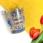 Set 6 bicchieri vetro decorato vietri maiolica acqua casa ristorante bar 27 cl - immagine 5