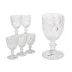 Set 6 calici bicchieri vetro diamond boho vintage vino casa ristorante pub 30 cl - immagine 3