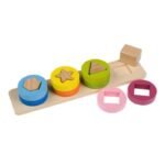 Gioco educativo montessori in legno 4 forme formine colorate impilabili a torre - immagine 2