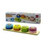 Gioco educativo montessori in legno 4 forme formine colorate impilabili a torre - immagine 3