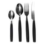 Set posate da tavola 24 pezzi in acciaio inox per 6 persone nero bianco grigio - immagine 4