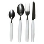 Set posate da tavola 24 pezzi in acciaio inox per 6 persone nero bianco grigio - immagine 5