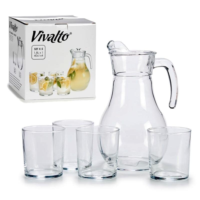 Set completo Jarra brocca + 4 bicchieri in vetro