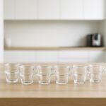 Set completo 6 Tazzine Tazzina vetro trasparente caffè 90ml impilabile casa bar - immagine 3