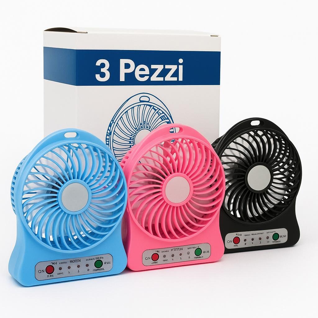 3 Pezzi Mini VENTILATORE Portatile