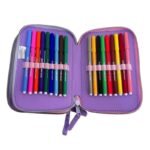 Astuccio Disney Frozen completo 3 zip scuola elementare penne pennarelli Giotto - immagine 3