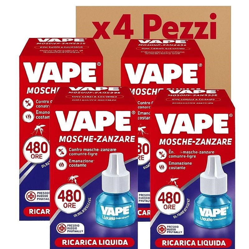 4 Vape Ricarica Liquida Mosche e Zanzare