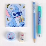 Astuccio Disney Stitch Angel peluche 3D completo scuola penna matita gomma note - immagine 5