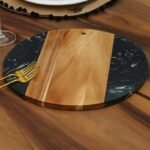 Tagliere marmo legno rotondo casa bar ristorante salumi formaggi antipasti 30 cm - immagine 2