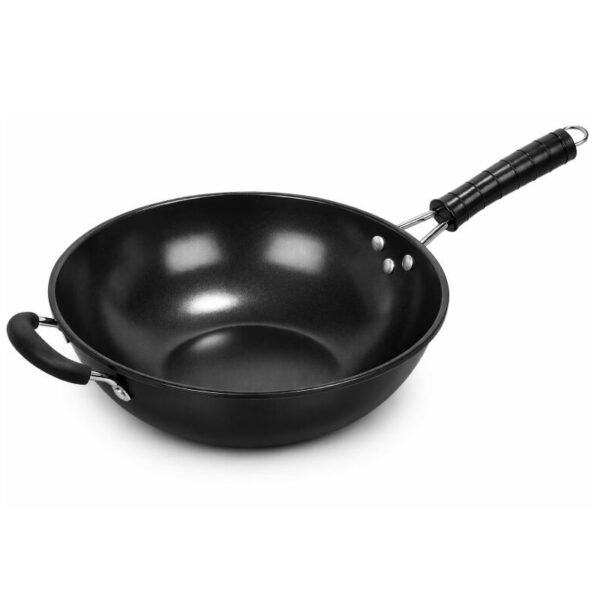 Wok Padella Alta diametro 34 cm alluminio brunito