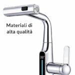 Rubinetto Miscelatore cromo display temperatura 3 modalità erogazione estraibile - immagine 6