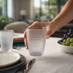 Set 6 bicchieri vetro bolle boho vintage acqua vino casa ristorante pub 280 ml - immagine 2