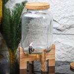 Dispenser distributore bibite bevande barattolo vetro rubinetto 5 litri supporto - immagine 2