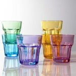 Set 6 bicchieri vetro colorato moderni acqua vino casa ristorante pub 300 ml - immagine 4