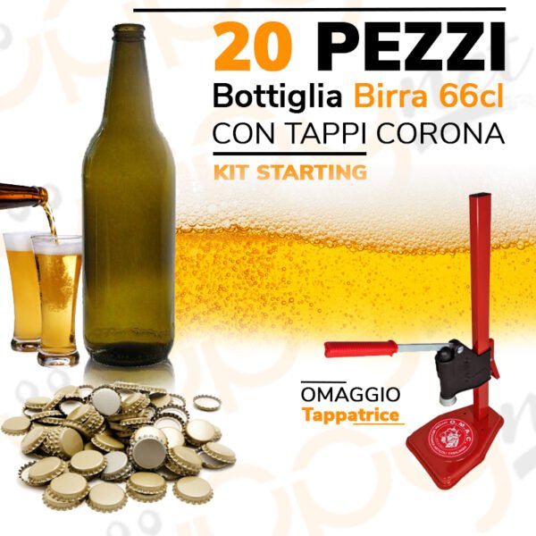 20 Pezzi Bottiglia Bottiglie Bap Birra 66 cl + Omac