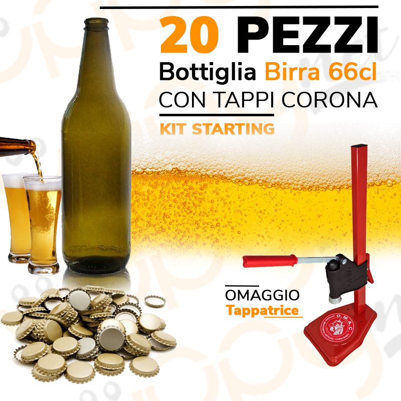 20 Pezzi Bottiglia Bottiglie Bap Birra 66 cl + Omac