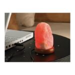 Lampada di sale rosa dell'Himalaya naturale salgemma USB base legno pc 0,5-1 kg - immagine 2