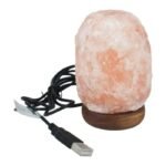 Lampada di sale rosa dell'Himalaya naturale salgemma USB base legno pc 0,5-1 kg - immagine 3