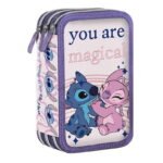 Astuccio Stitch Disney completo 3 zip scuola elementare penne pennarelli Giotto - immagine 5