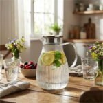 Caraffa vetro tappo filtro brocca infusore te tisana acqua bibite cocktail 1,8 l - immagine 3